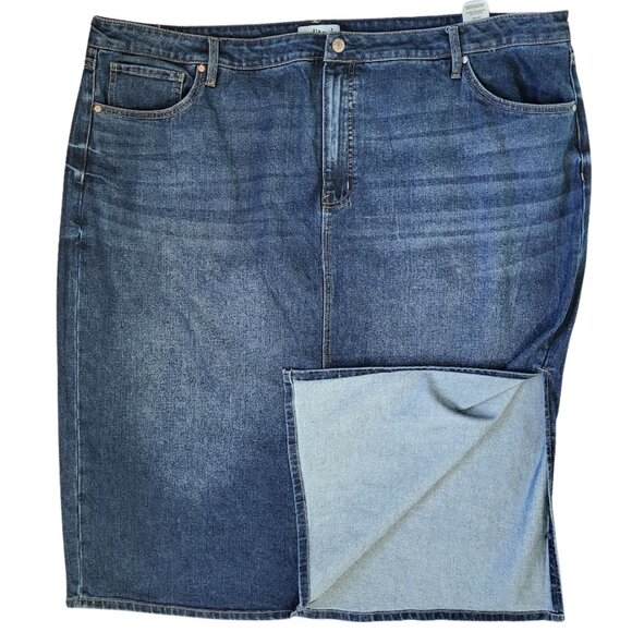 EDITED By Remi Bader Long Side Split Denim Blue Jean Skirt - NWOT Women's 26 W - Picture 2 of 5